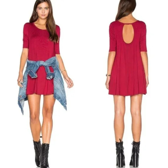 Free People We The Free Jacqueline Key Hole Tunic Red Size S - Picture 5 of 12